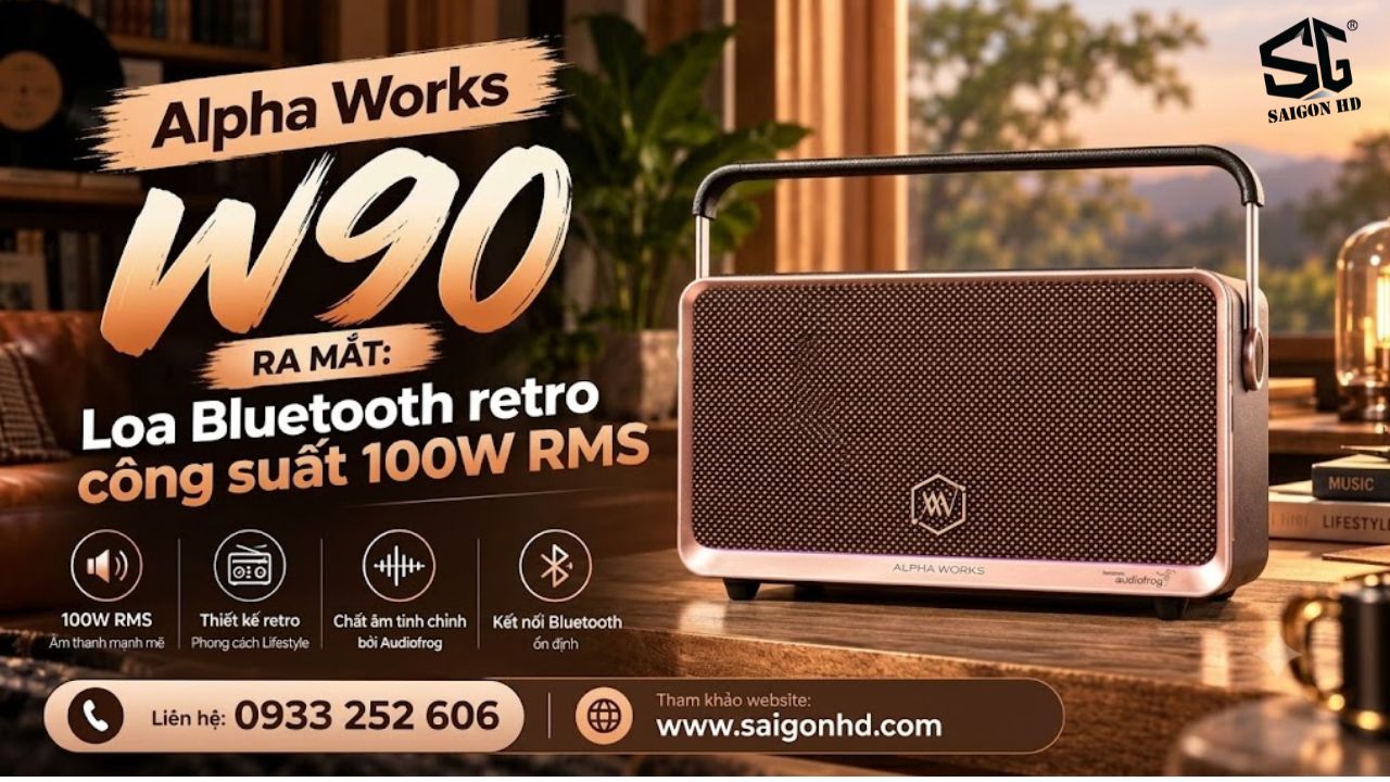 Alpha Works W90 c&oacute; g&igrave; mới? Kh&aacute;m ph&aacute; mẫu loa Bluetooth retro 100W RMS