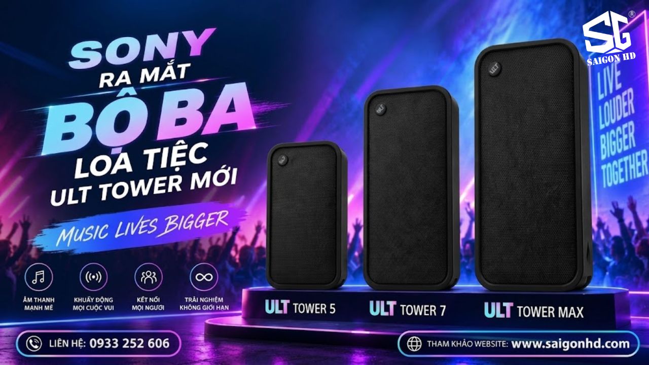 Bộ ba loa tiệc Sony ULT Tower mới ch&iacute;nh thức ra mắt, &acirc;m thanh b&ugrave;ng nổ hơn