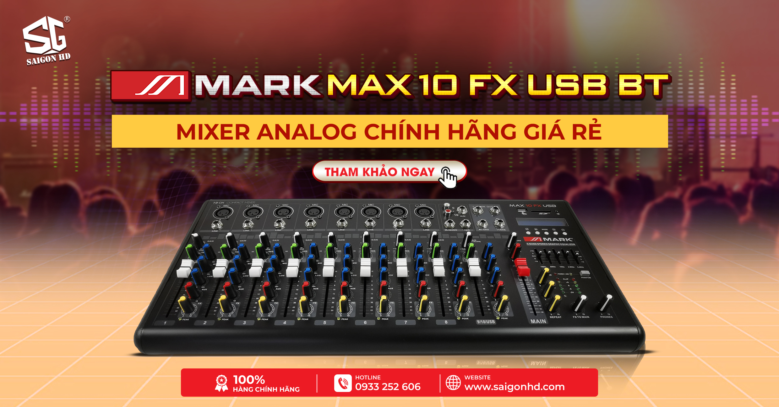 Mixer MARK MAX 10 FX USB BT – Mixer Chính Hãng Giá Rẻ, Chất Lượng Vượt Trội