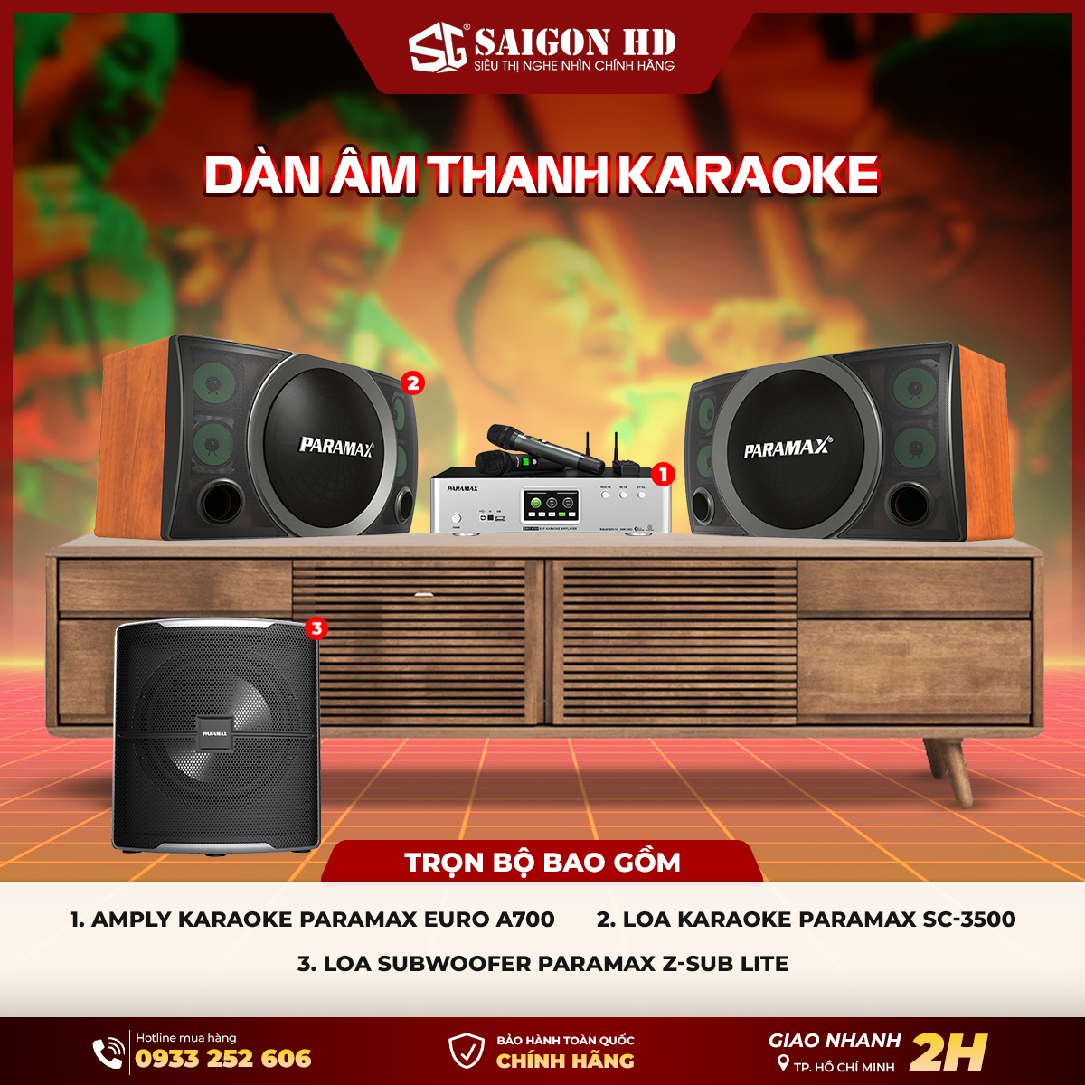 Dàn âm thanh Karaoke gia đình Paramax Euro A7000 - SC-3500 - Z-Sub Lite chính hãng giá rẻ nhất