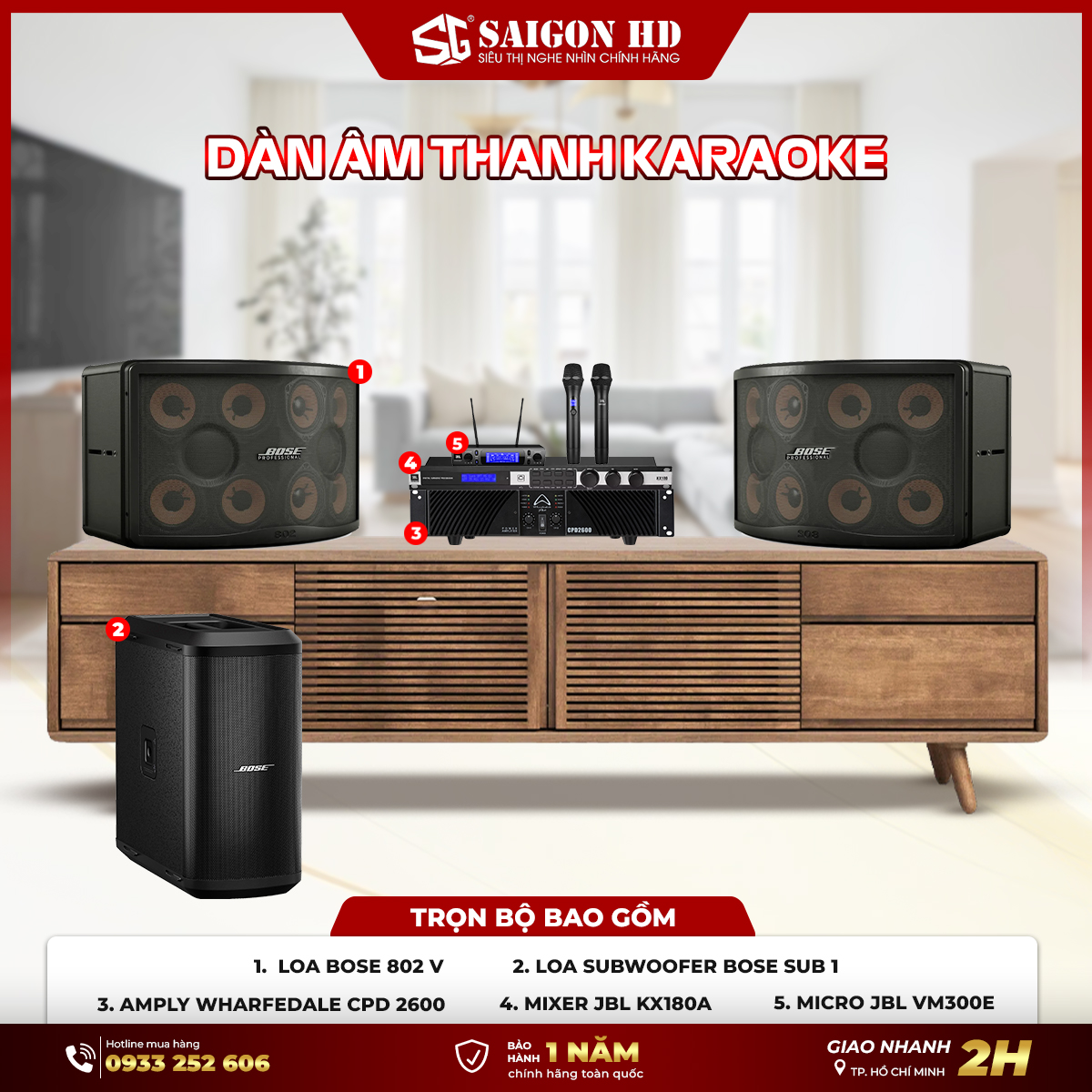 Dàn âm thanh karaoke Bose 802 V - Bose Sub 1 chính hãng hát hay giá rẻ nhất