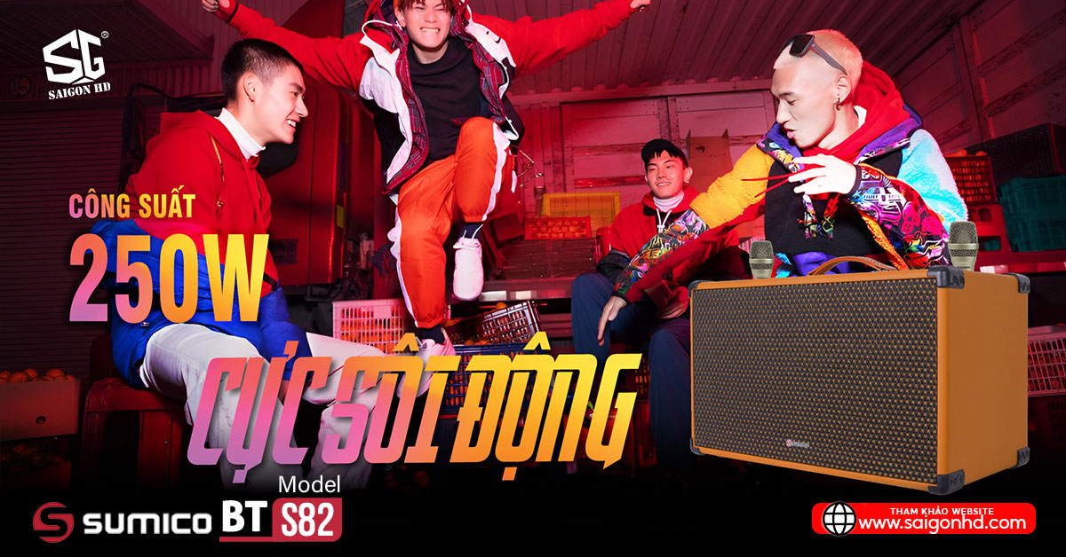 Loa kéo Karaoke Bluetooth di động Sumico BT S82 chính hãng giá rẻ nhất