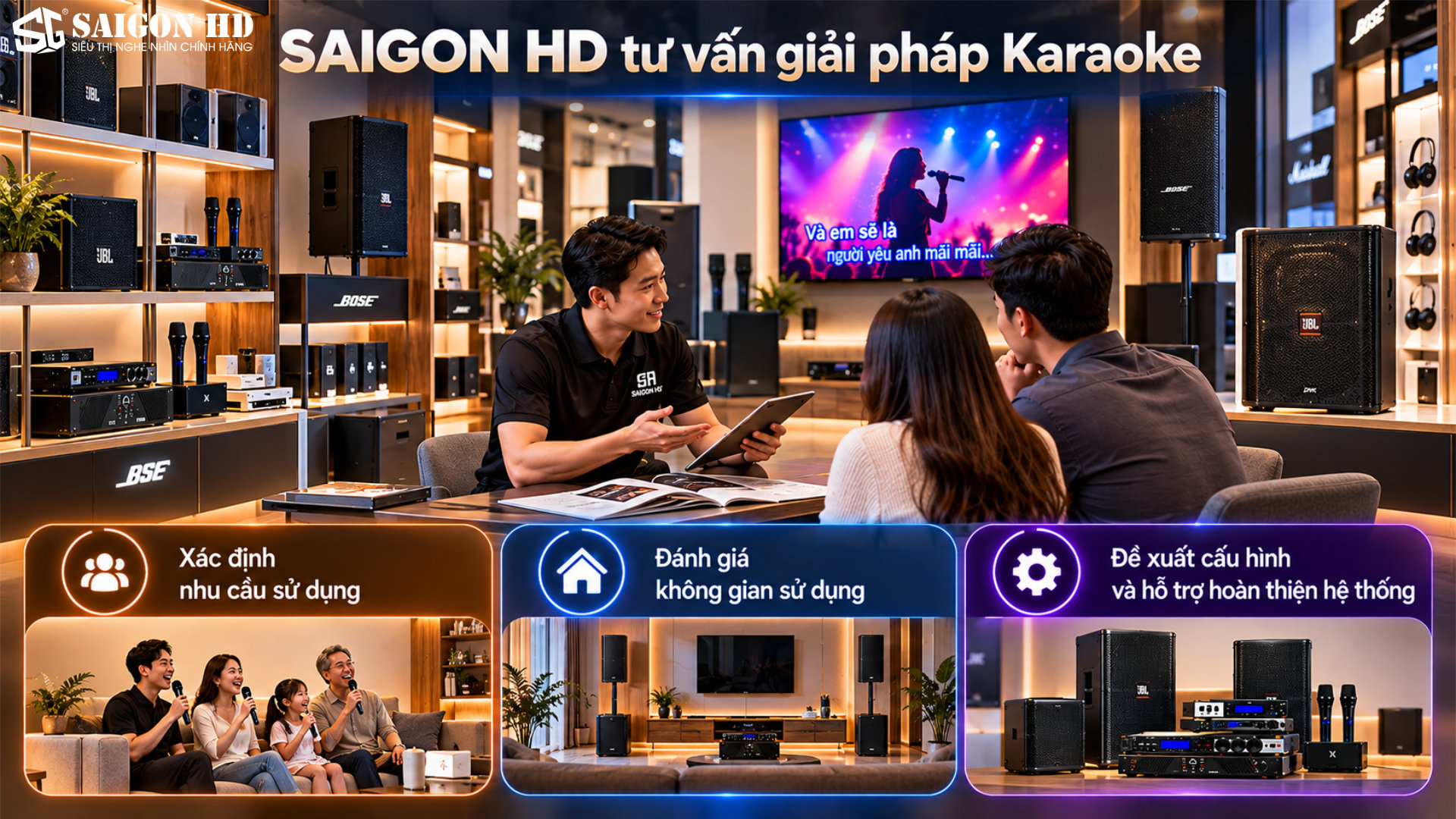 C&aacute;c bước tư vấn d&agrave;n &acirc;m thanh Karaoke ph&ugrave; hợp cho nhu cầu của kh&aacute;ch h&agrave;ng tại SAIGON HD