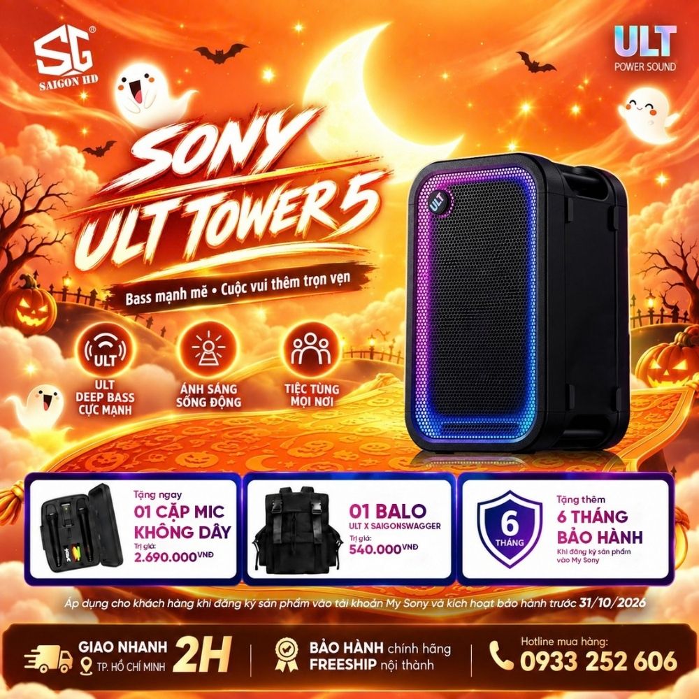 Sắm Sony ULT Tower, bật chất tiệc v&agrave; nhận trọn bộ qu&agrave; tặng gi&aacute; trị tại SAIGON HD