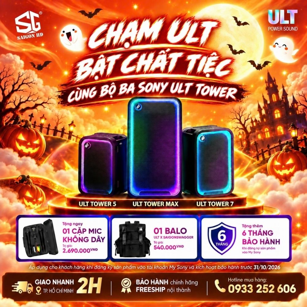 Sắm Sony ULT Tower, bật chất tiệc v&agrave; nhận trọn bộ qu&agrave; tặng gi&aacute; trị tại SAIGON HD