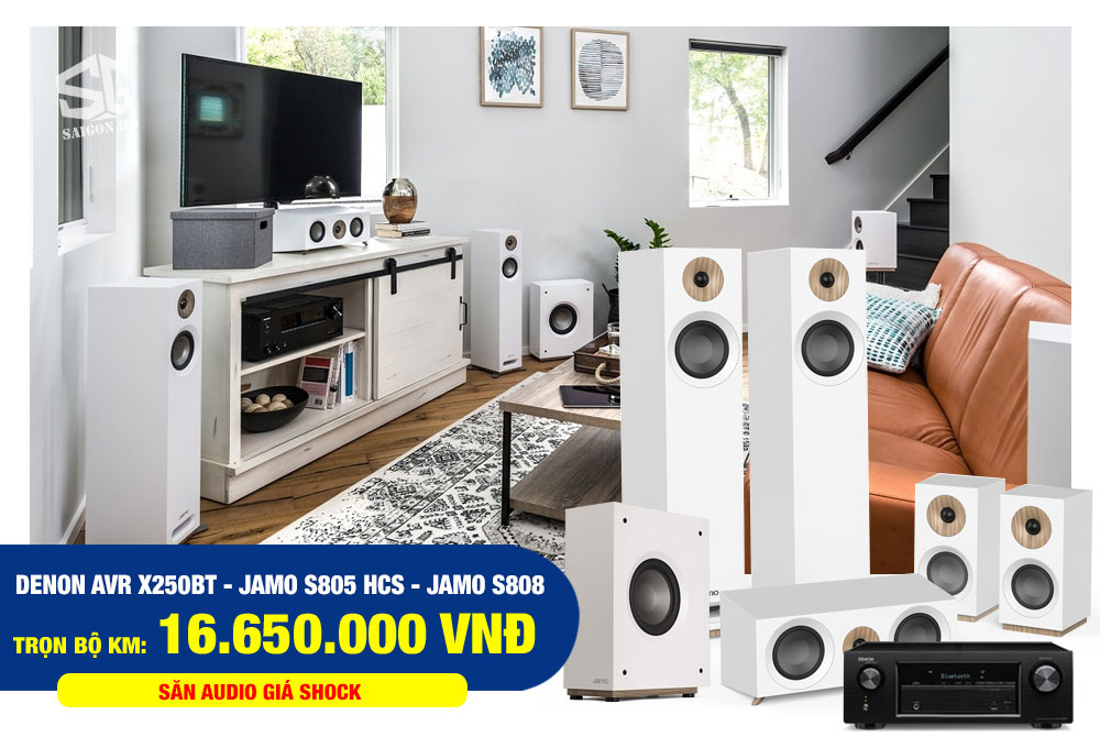 Dàn âm thanh xem phim Denon AVR X250BT - Jamo S805 HCS - Jamo S808