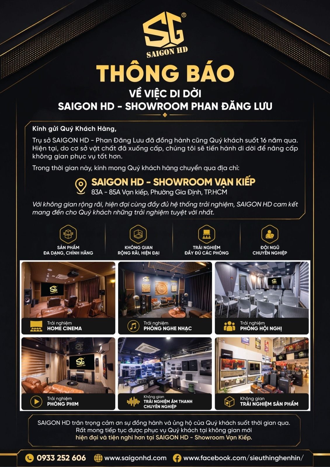 SAIGON HD th&ocirc;ng b&aacute;o chuyển Showroom Phan Đăng Lưu sang địa điểm mới &ndash; Showroom Vạn Kiếp
