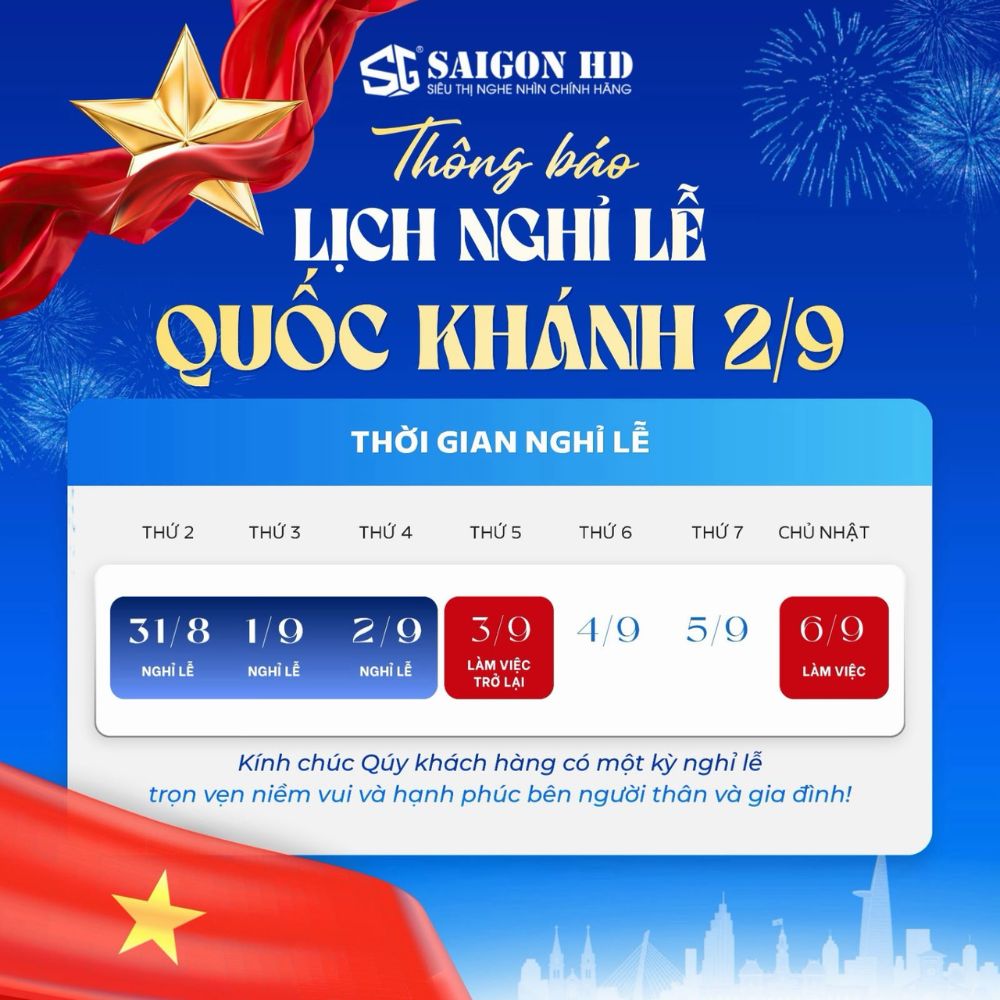 SAIGON HD th&ocirc;ng b&aacute;o lịch nghỉ lễ Quốc Kh&aacute;nh 02/09
